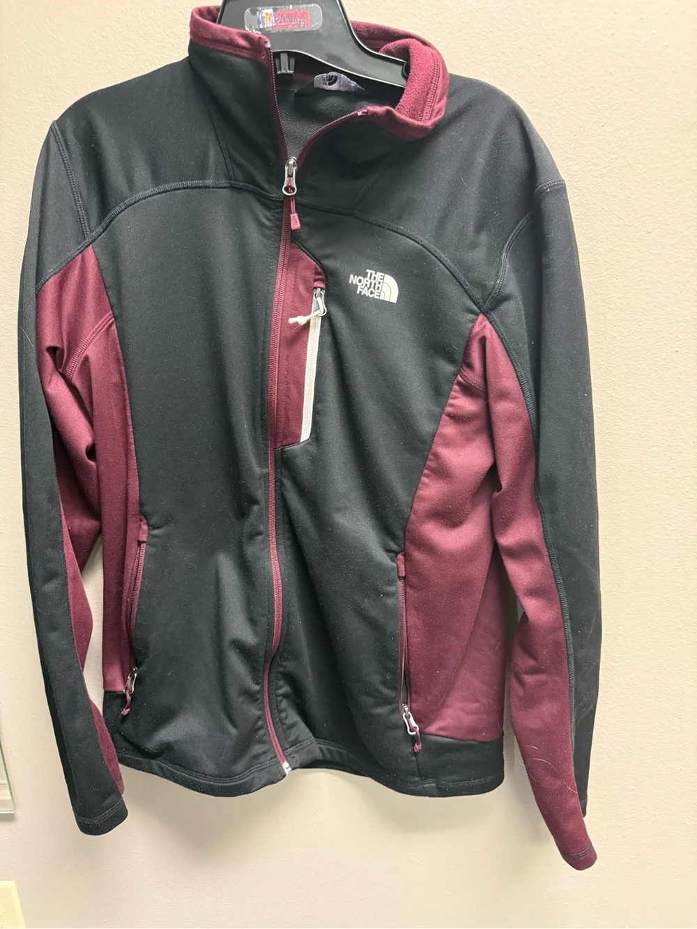 The North Face Black and Burgundy Softshell Utility Jacket
